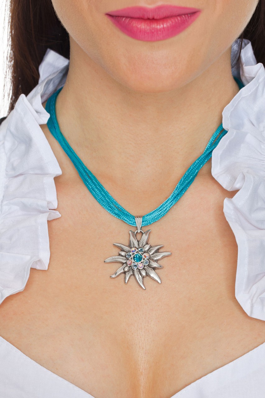 Aperçu: Collier edelweiss avec 4 bandes turquoise