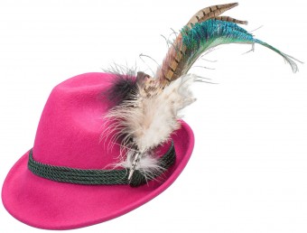 Felt Hat with Peacock Feathers, Pink