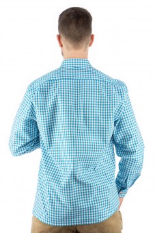 Chemise traditionnel Bertl turquoise à carreaux