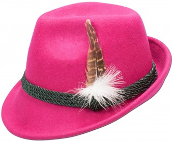 Trachten Felt Hat with Feather, Pink