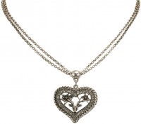 Preview: Necklace with Rhinestone Heart Pendant, Antique Silver
