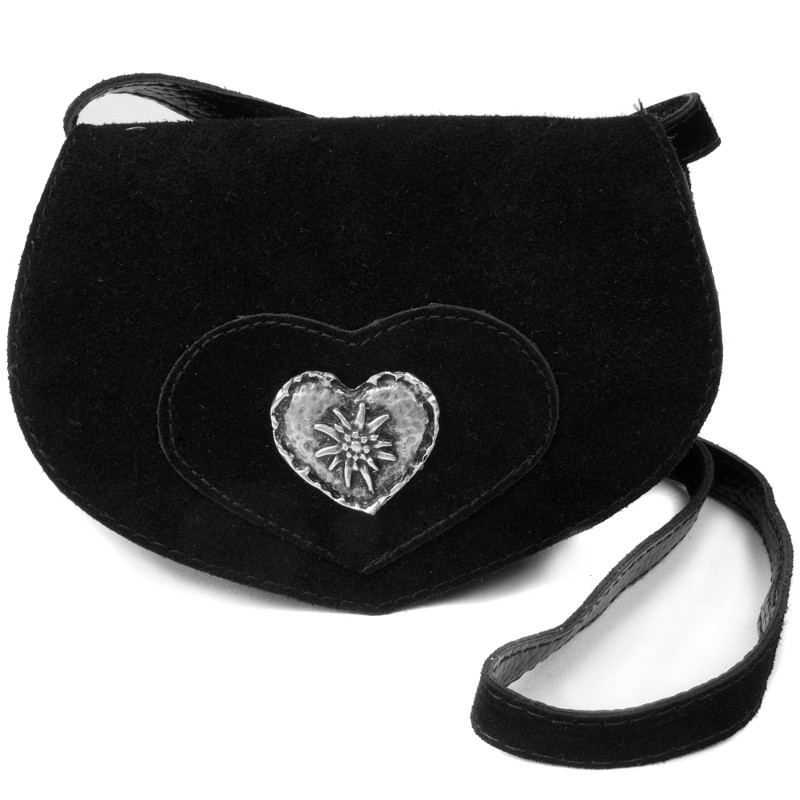 Zamszowa torba w kształcie serca mała czarna