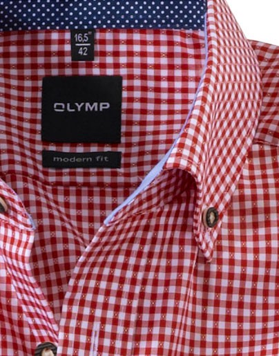 Podgląd: Koszula Olymp Tradycyjna koszula czerwono-biała w kratkę