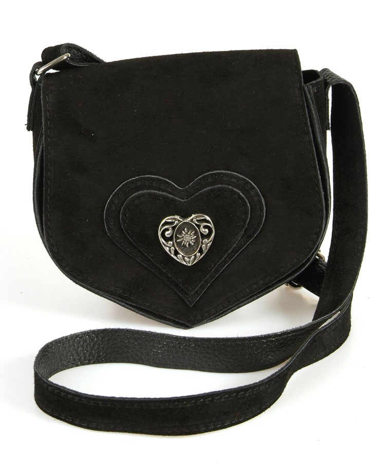 Zamszowa torba w kształcie serca czarna