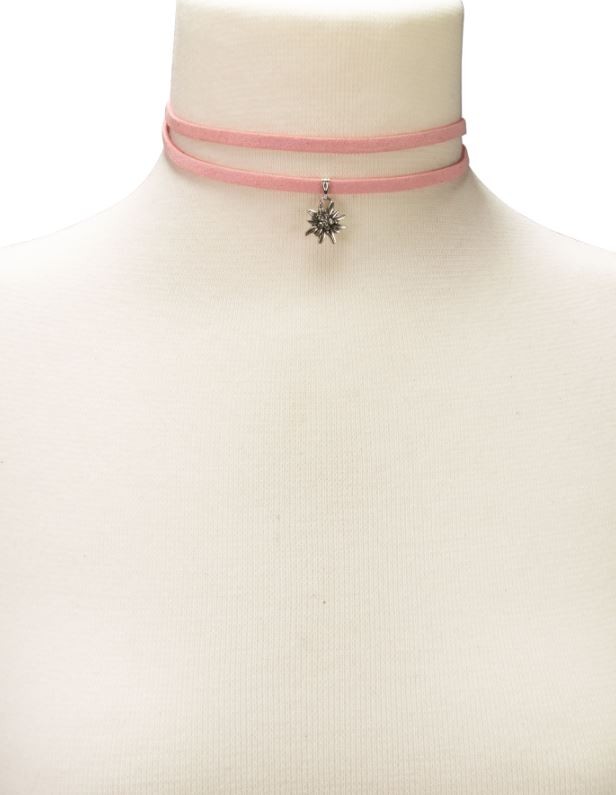 Wickelband-Halskette Edelweiß rosa