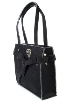 Kwadratowa torba na zakupy wykonana z czarnego filcu