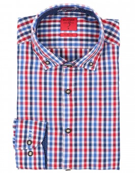 Chemise traditionnelle Olymp bleue/rouge à carreaux