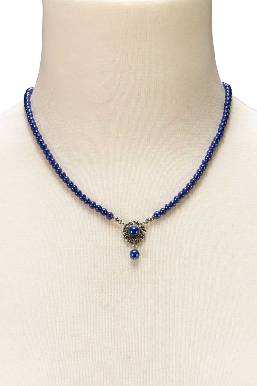 Perlen-Halskette Helena blau