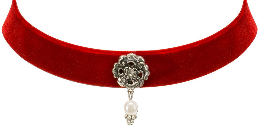 Collier ras de cou avec bijoux pendant rouge