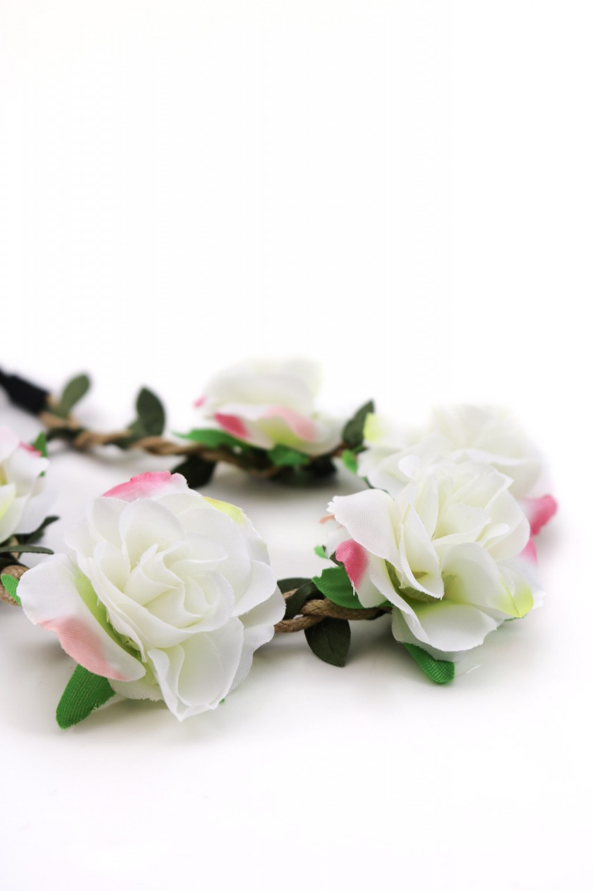 Haarband mit Rosen in Weiß-Rosa