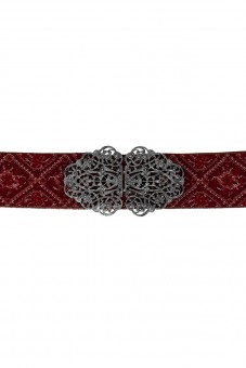 Traditional belt Ella bordeaux silver
