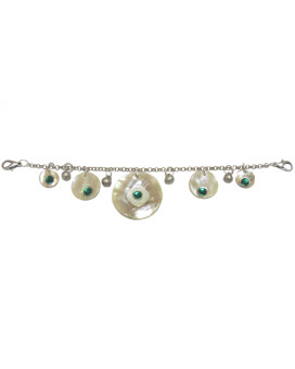 Ladies Charivari Chain, mother-of-pearl with Gemstones