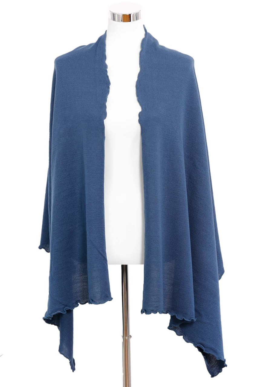 Trapezstola mit Rüschen jeansblau