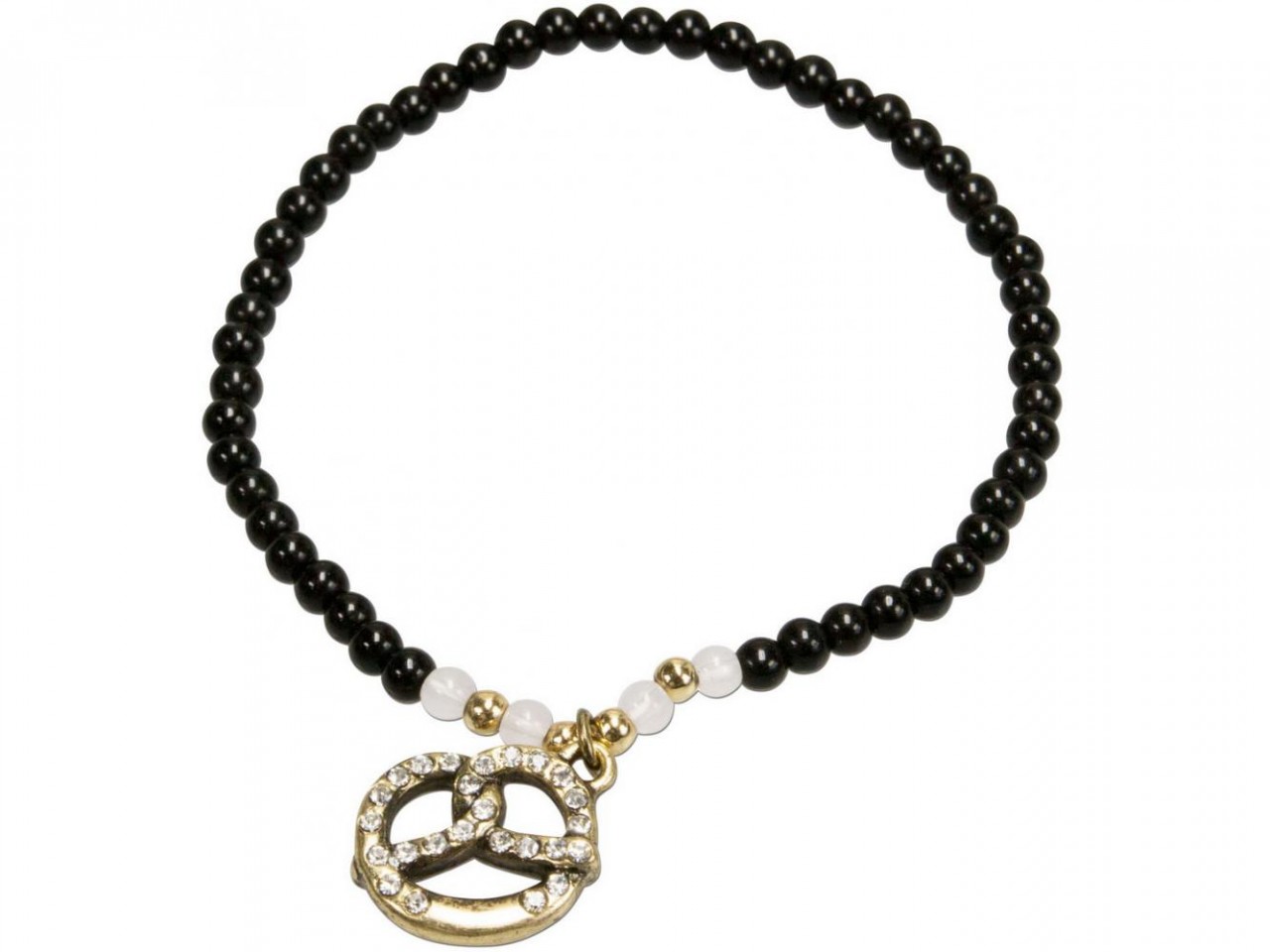 Traditional Pearl Bracelet with Diamante Pretzel, Black