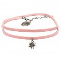 Vorschau: Wickelband-Halskette Edelweiß rosa