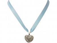 Vorschau: Satin Halskette mit Strassherzerl hellblau