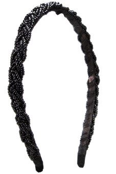 Perlen-Haarreif Flechtoptik schwarz