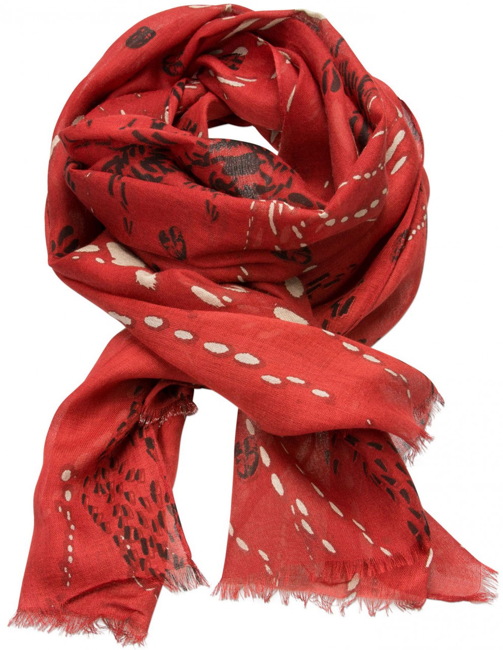 Trachten Scarf with Deer-Print, Red