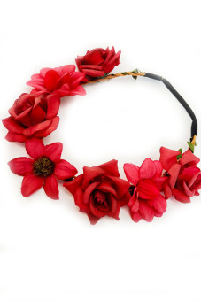 Headband with red flowers