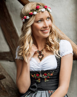 German Wedding Garden OKTOBERFEST Dirndl Dress FLOWER HEAD WREATH Hair BAND Blue