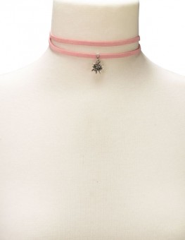 Collier cache-coeur Edelweiss rose