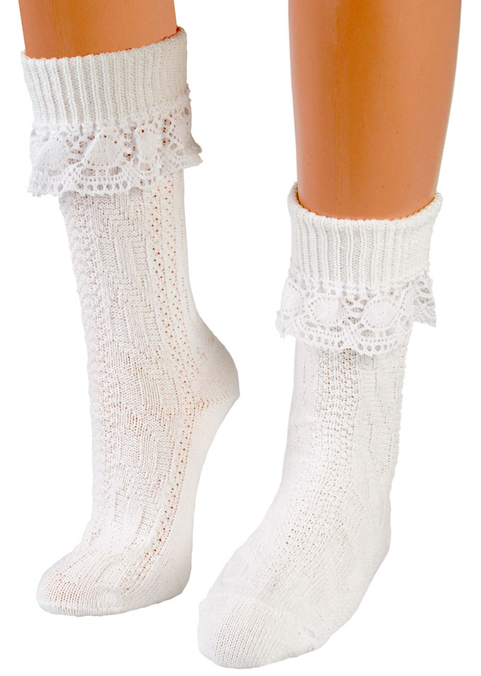 Christchurch tekort Stevenson Beierse sokken met kant wit | Dirndl.com