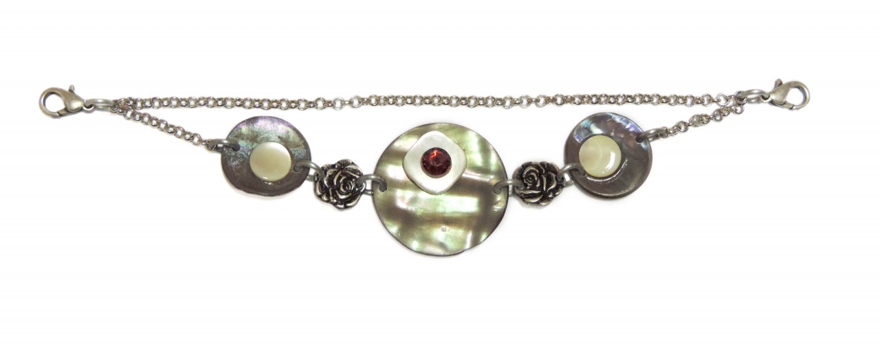Ladies Charivari Chain, mother-of-pearl roses