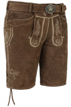Skórzane spodnie krótkie spodenki khaki Veith