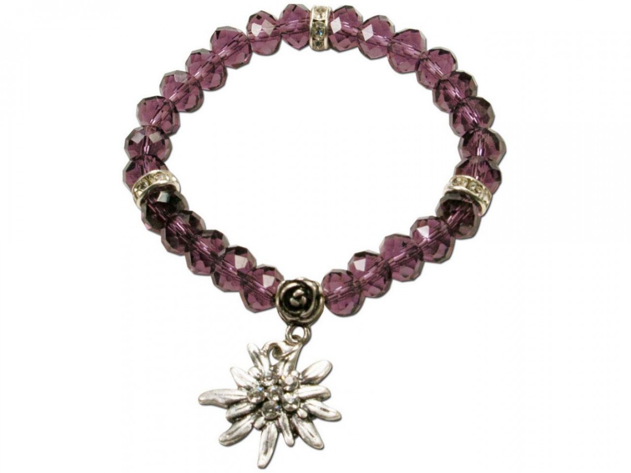 Trachten Crystal Bracelet, Edelweiß, Purple