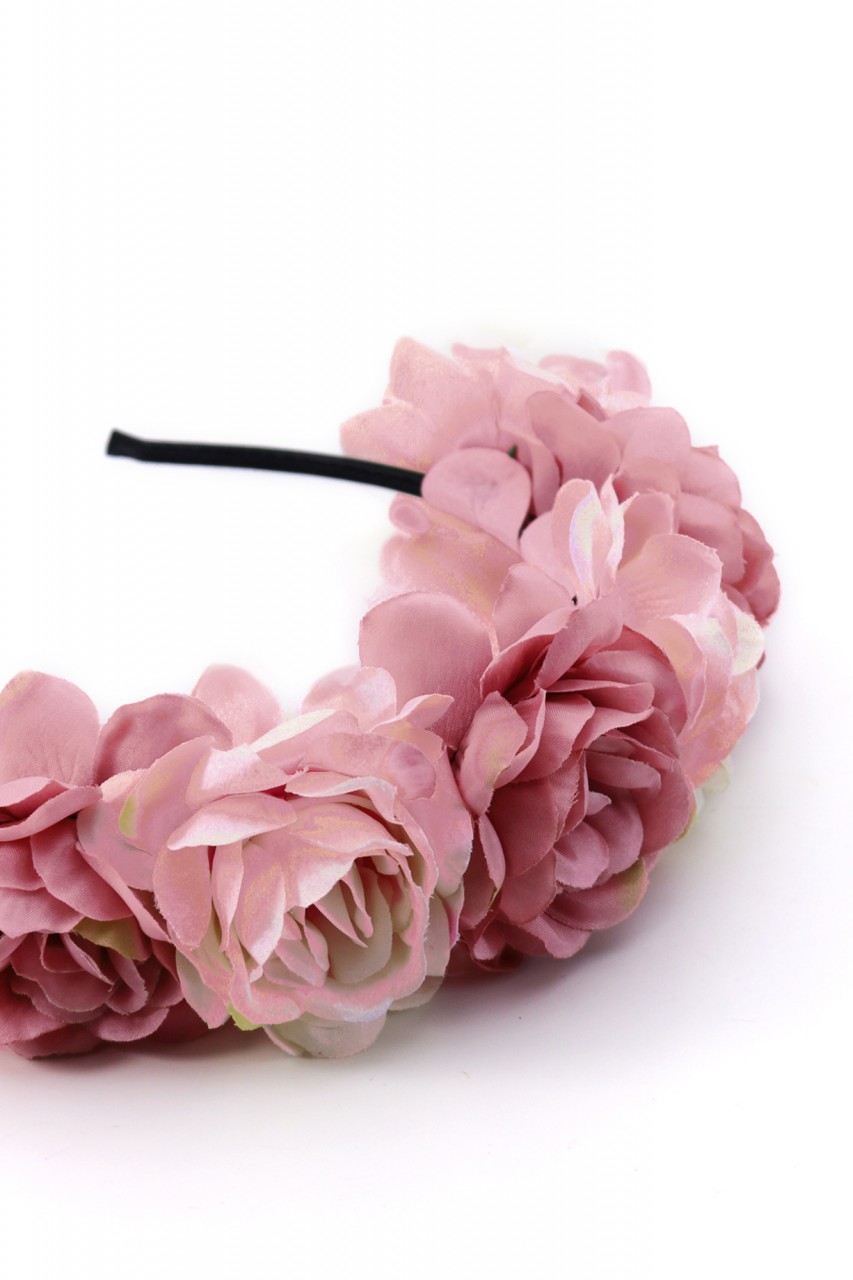 Vorschau: Haarreif mit großen rosa Blüten