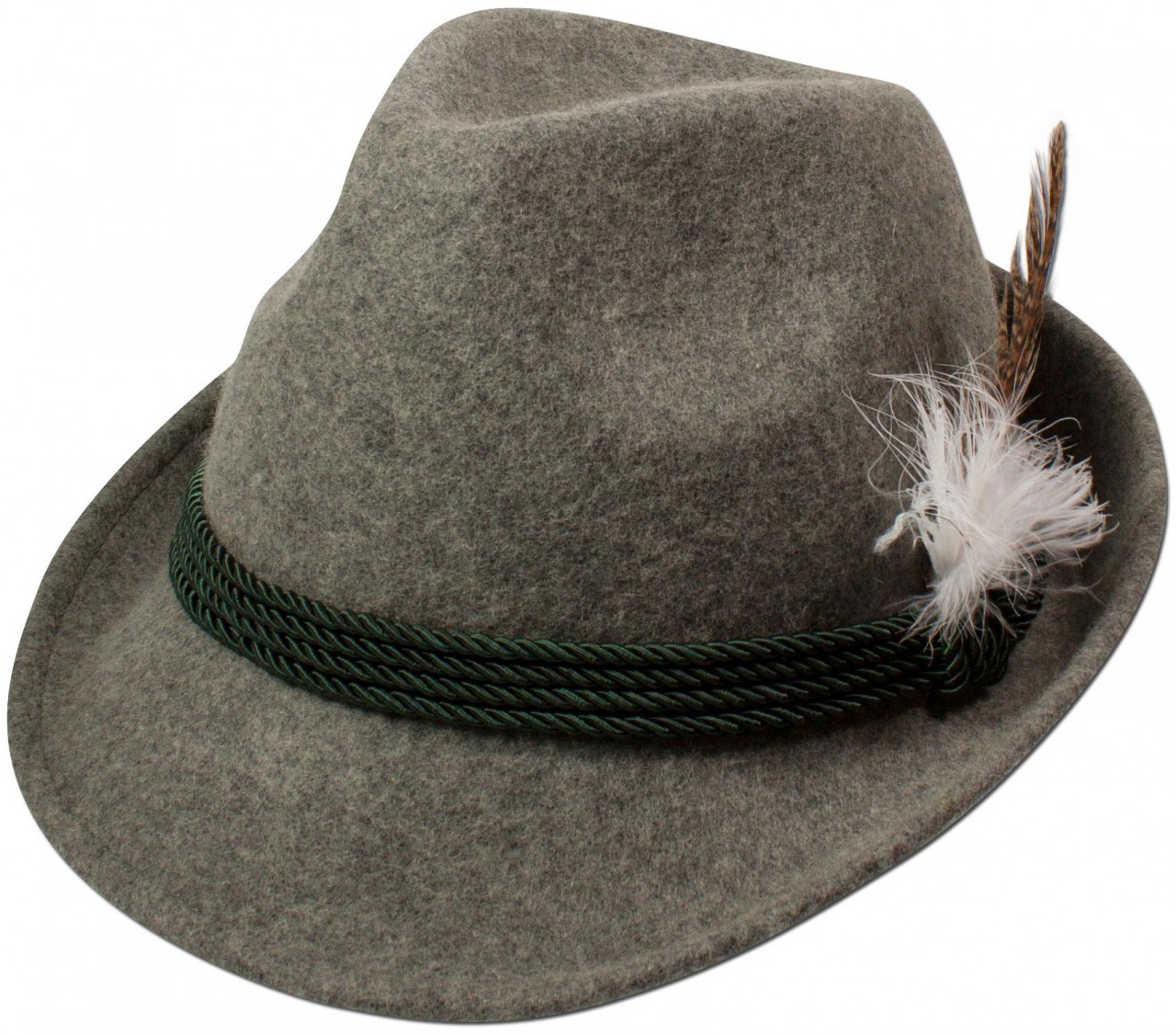 Trachten Felt Hat with Feather, Grey