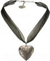 Aperçu: Collier en organza médaillon coeur noir