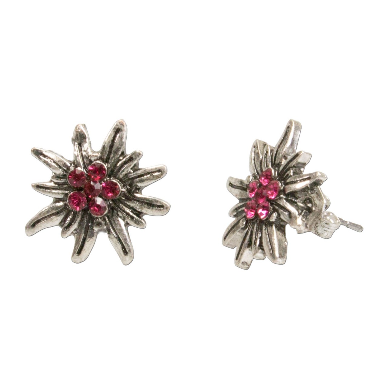 Mini Traditional Earrings, Edelweiss, Pink