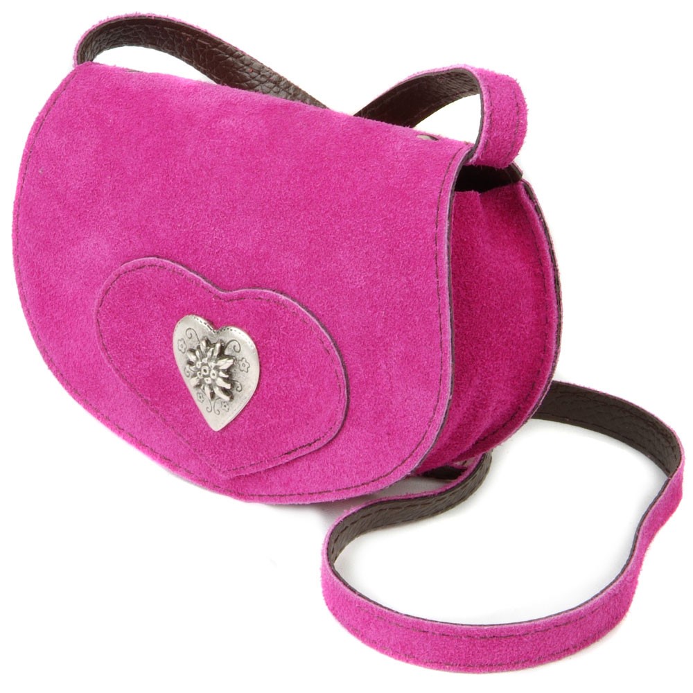 Wildledertasche in Herzform klein pink