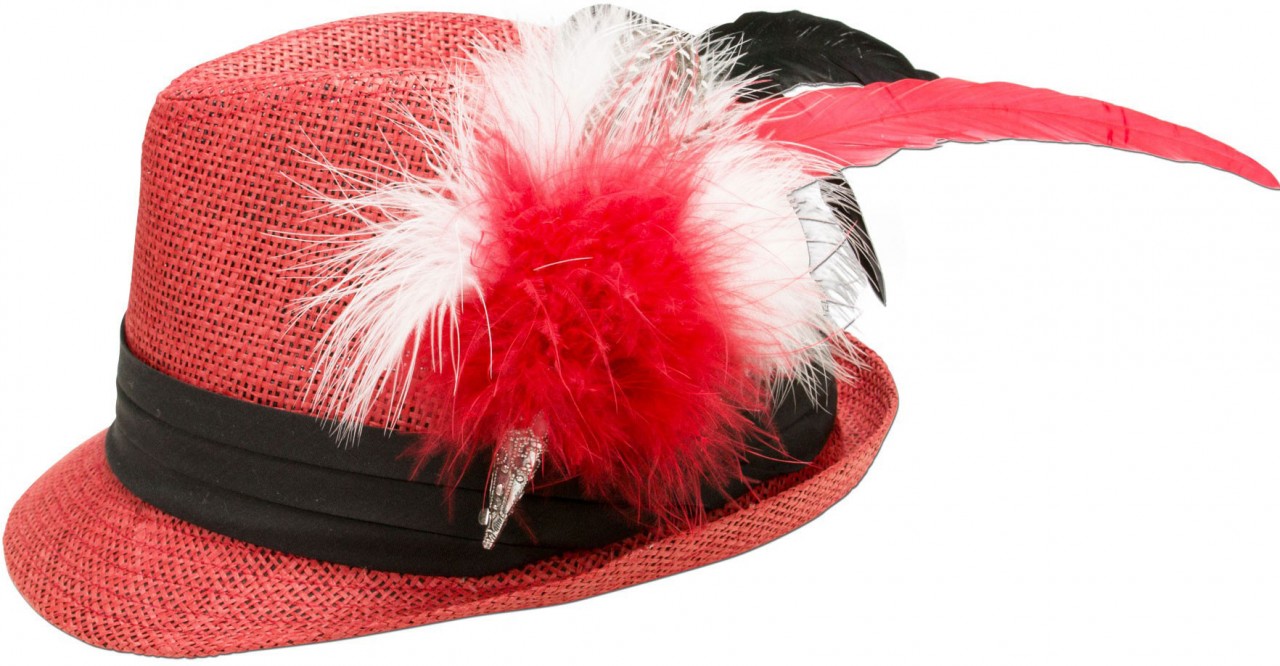 Tradycyjny słomkowy kapelusz czerwony