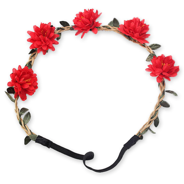 Preview: Haarband mit roten Frühlingsblüten