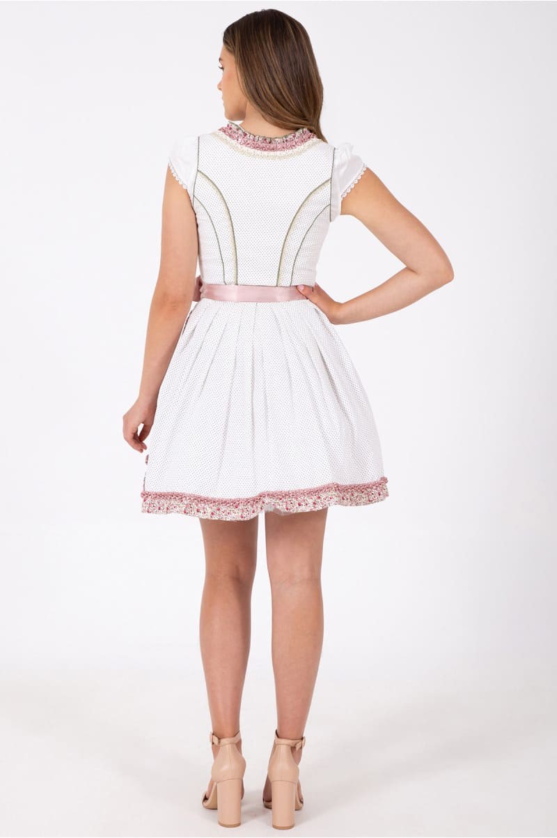 Krüger Kinderdirndl Mon Amour Ecru rosa Set-3tlg Schürze und Bluse - Designer-Trachtenkleid für Mädchen inkl Größe 92-158 