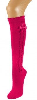 Ladies Stockings with Ruffle & Bow, Pink