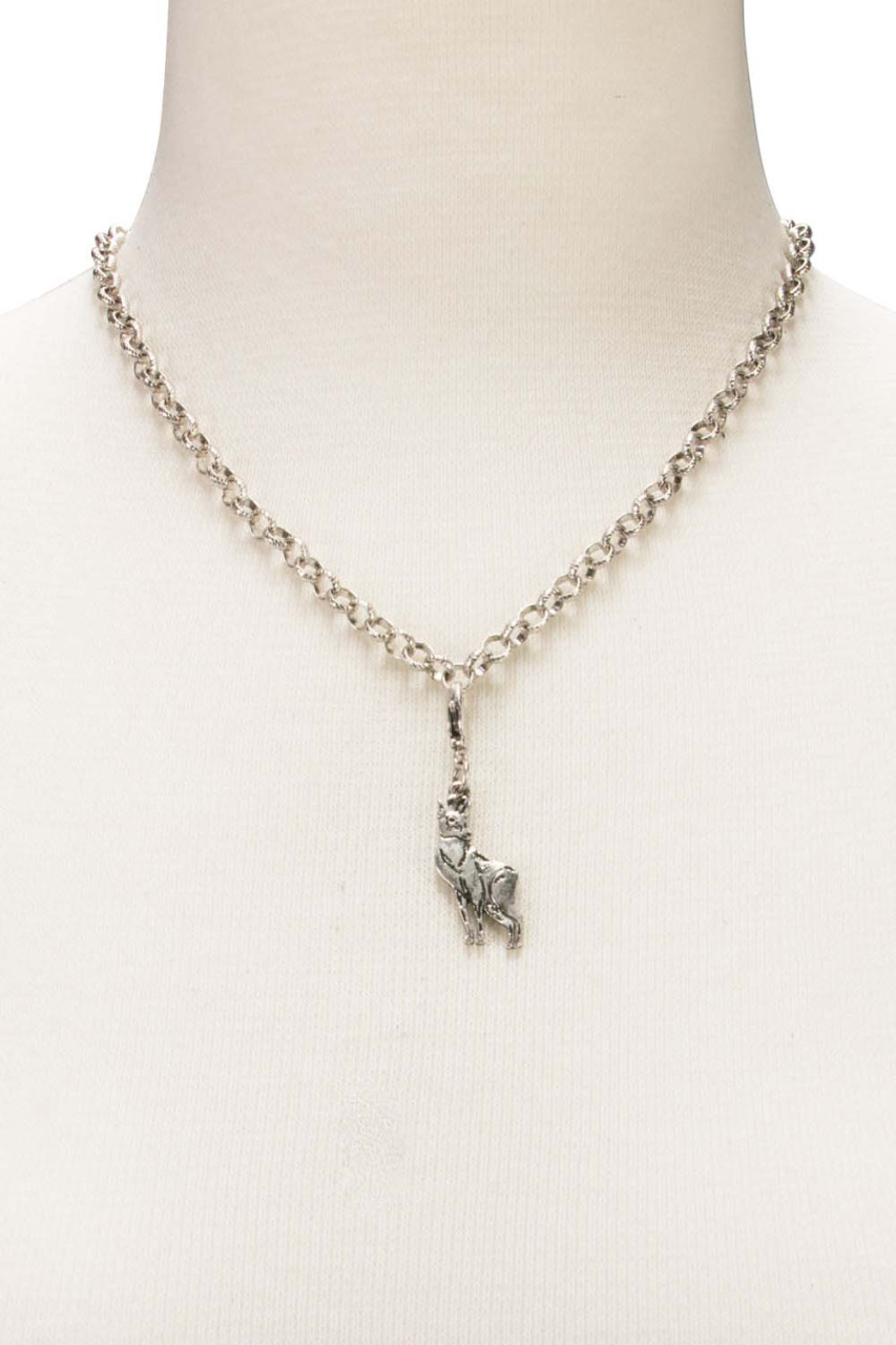 Traditional Capricorn Pendant, Antique Silver