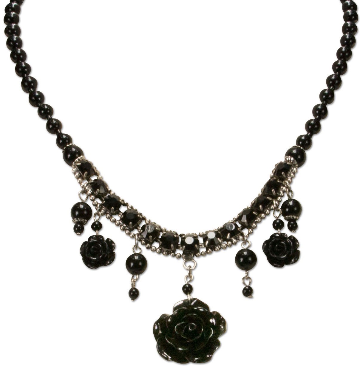 Vorschau: Perlenkette Blütentraum schwarz