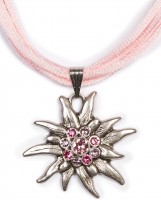 Preview: Satin Edelweiss Necklace, Rose Pink