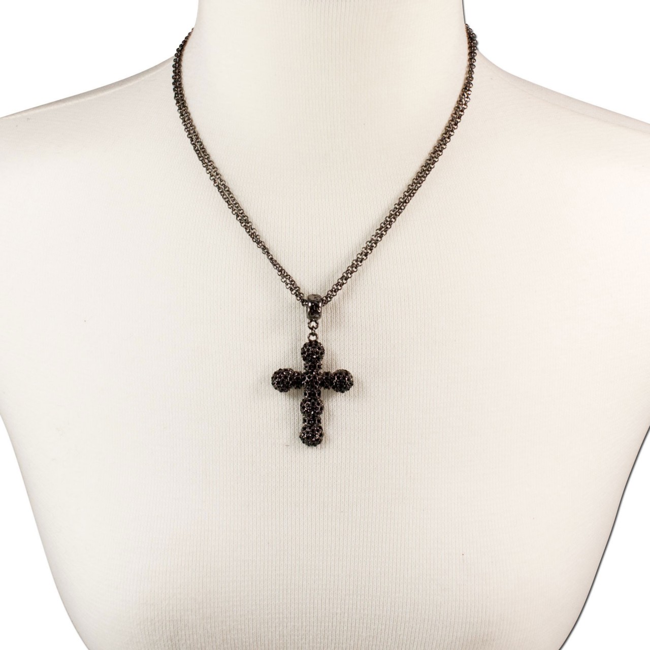 Halskette Strass-Kruzifix schwarz
