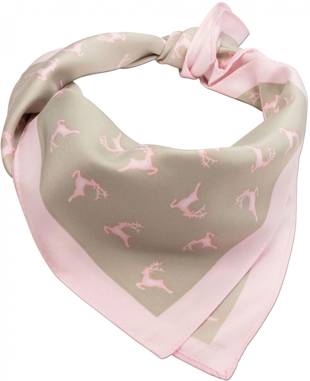 Aperçu: Foulard carré cerf en folie beige-rose pâle