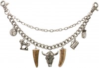 Preview: Charivari Chain with Bull Pendant, Antique Silver