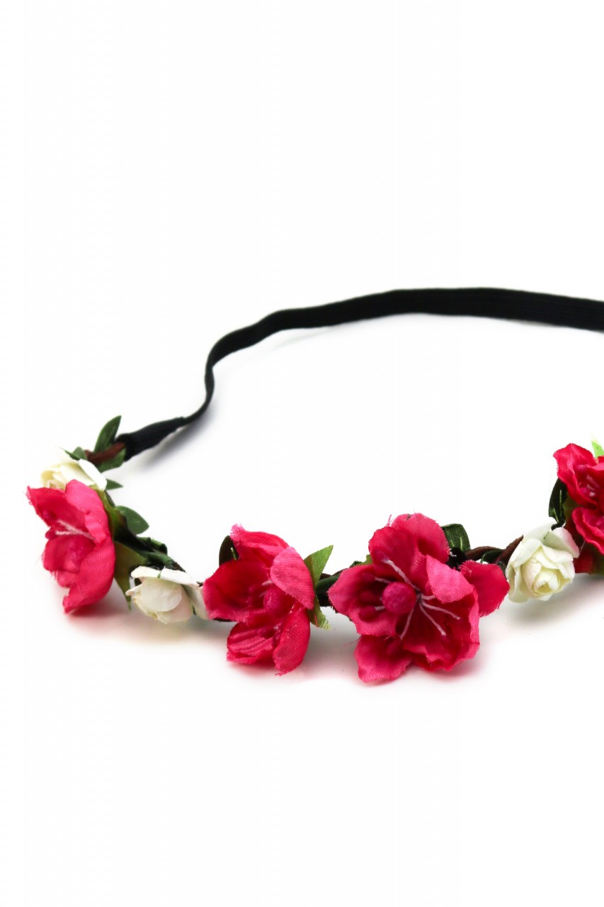 Vorschau: Haarband mit pinken Frühlingsblüten