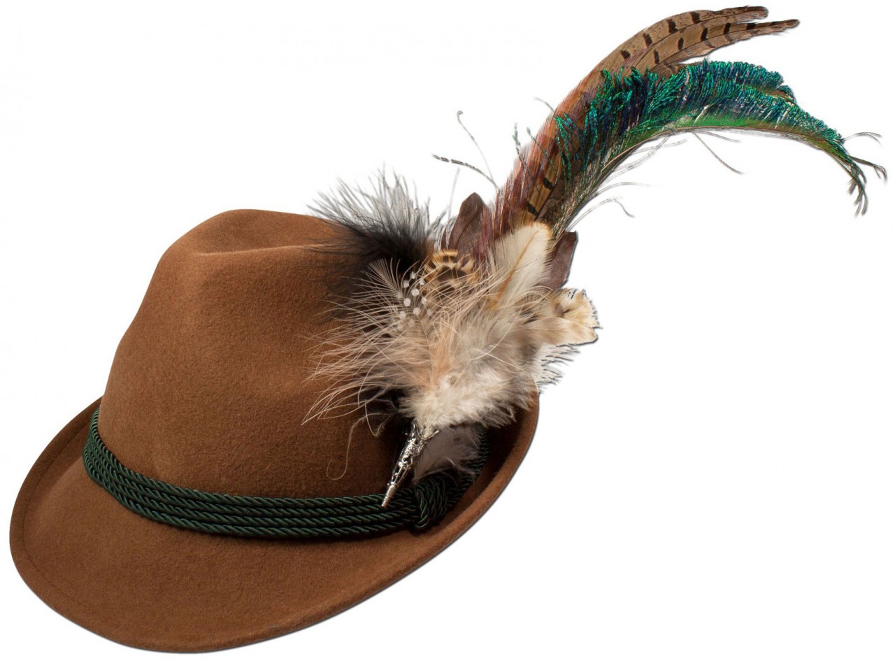 Felt Hat with Peacock Feathers, Brown