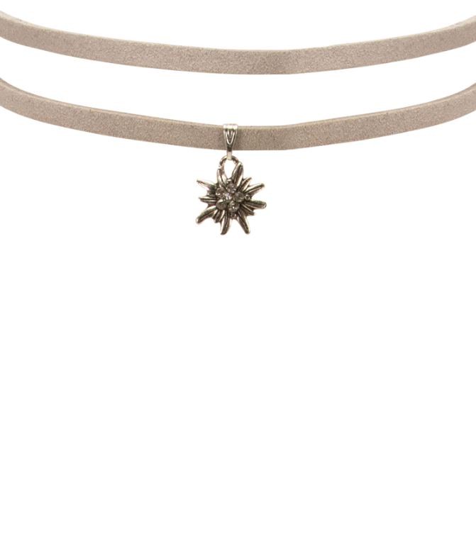 Wickelband-Halskette Edelweiß grau