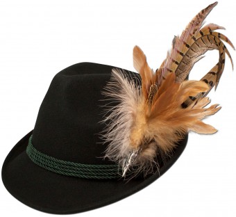 Trachten Felt Hat with Feathers, Black