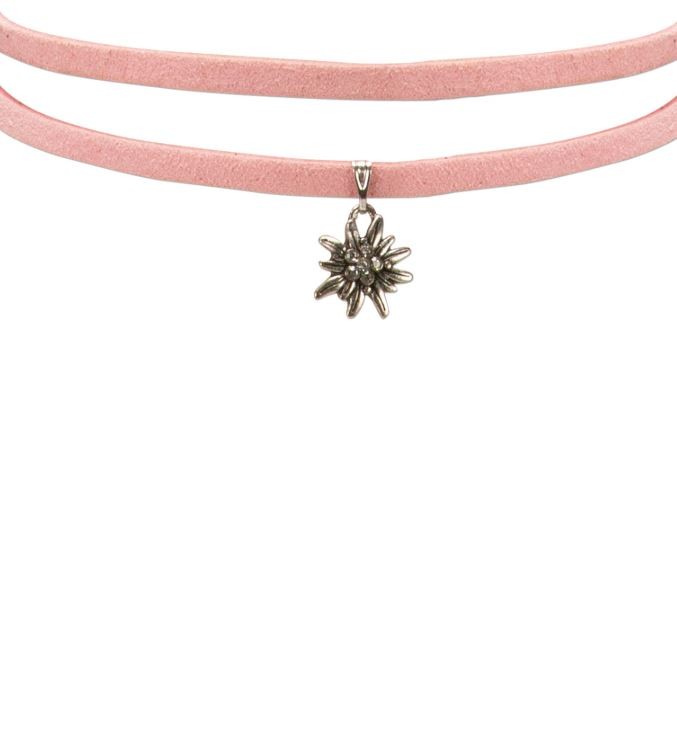 Wickelband-Halskette Edelweiß rosa