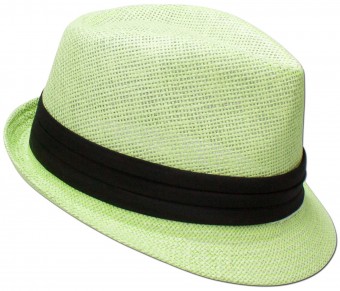 Tradycyjny słomkowy kapelusz gładki jasnozielony